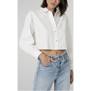 Unpublished Ana White Cotton Long Sleeve Crop Button-Up Shirt Size XS NWOT $108